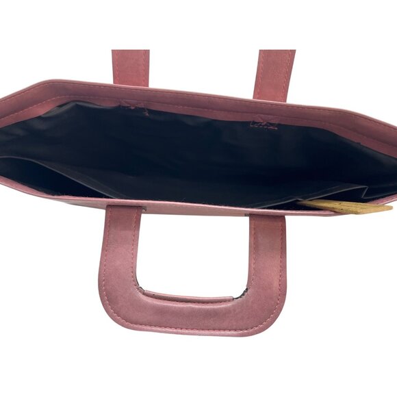 Vintage Burgundy Faux Leather Briefcase Tote Bag W/Top Handles/Zipper Pocket - Picture 6 of 7